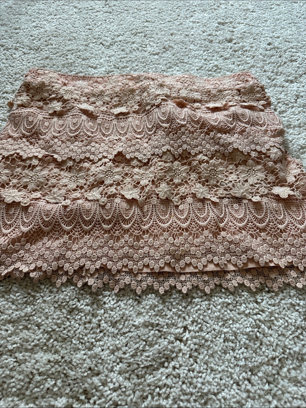 American Eagle Outfitters Pink Lace Layered Mini Skirt